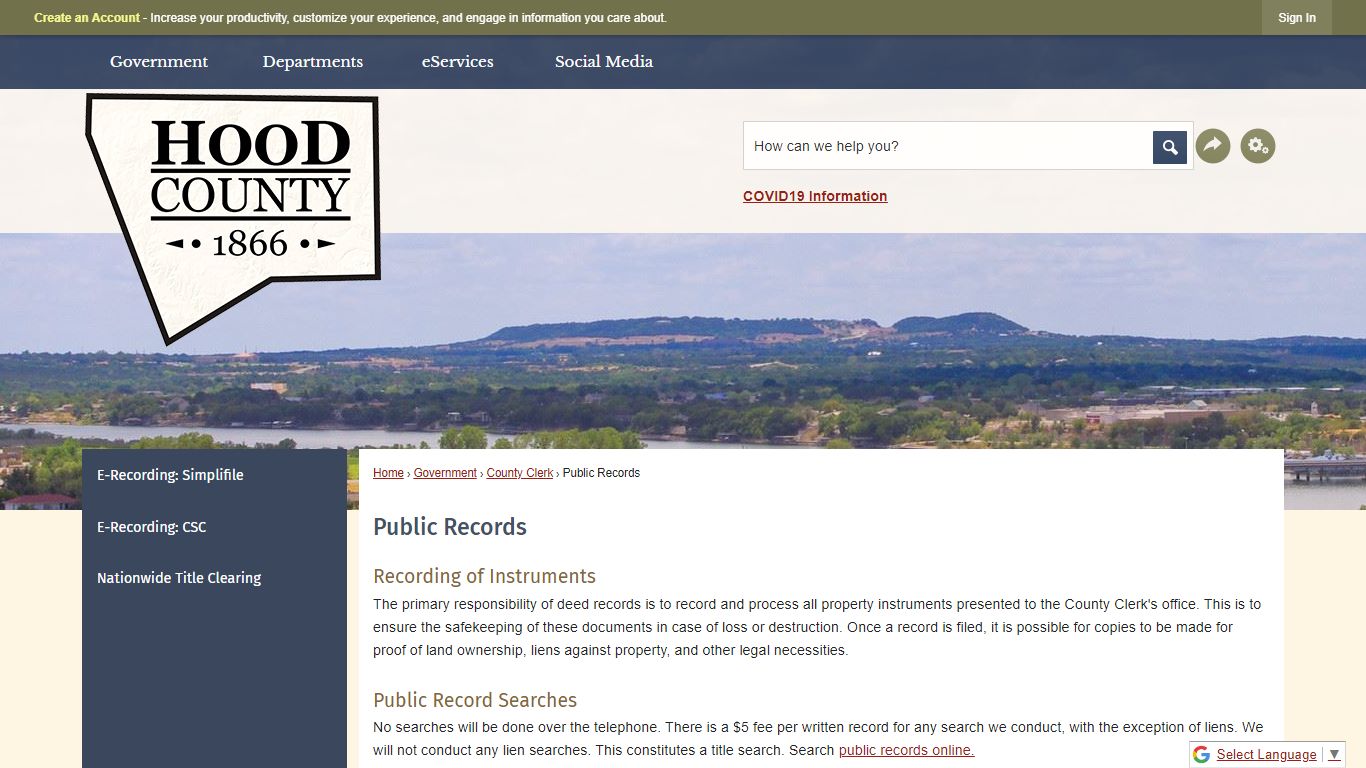 Public Records | Hood County, TX - Official Website